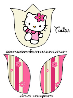 Hello Kitty with Flowers: Free Printable Invitations. Hello Kitty with Flowers, Tulip invitation