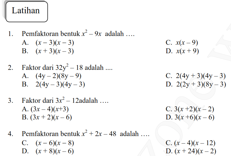 Contoh Soal Pembagian Bentuk Aljabar