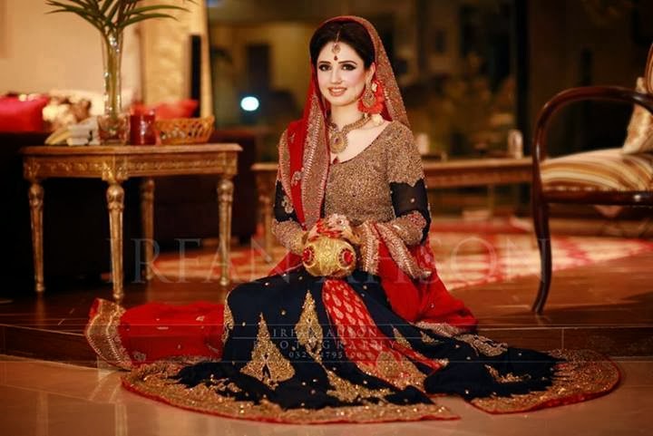 Black and red bridal dress pakistani Clearance