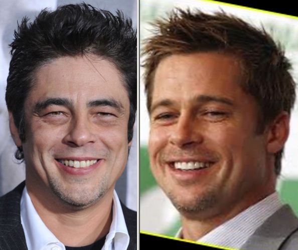 Benicio del Toro and Brad Pitt look like they could be doppelgangers. 