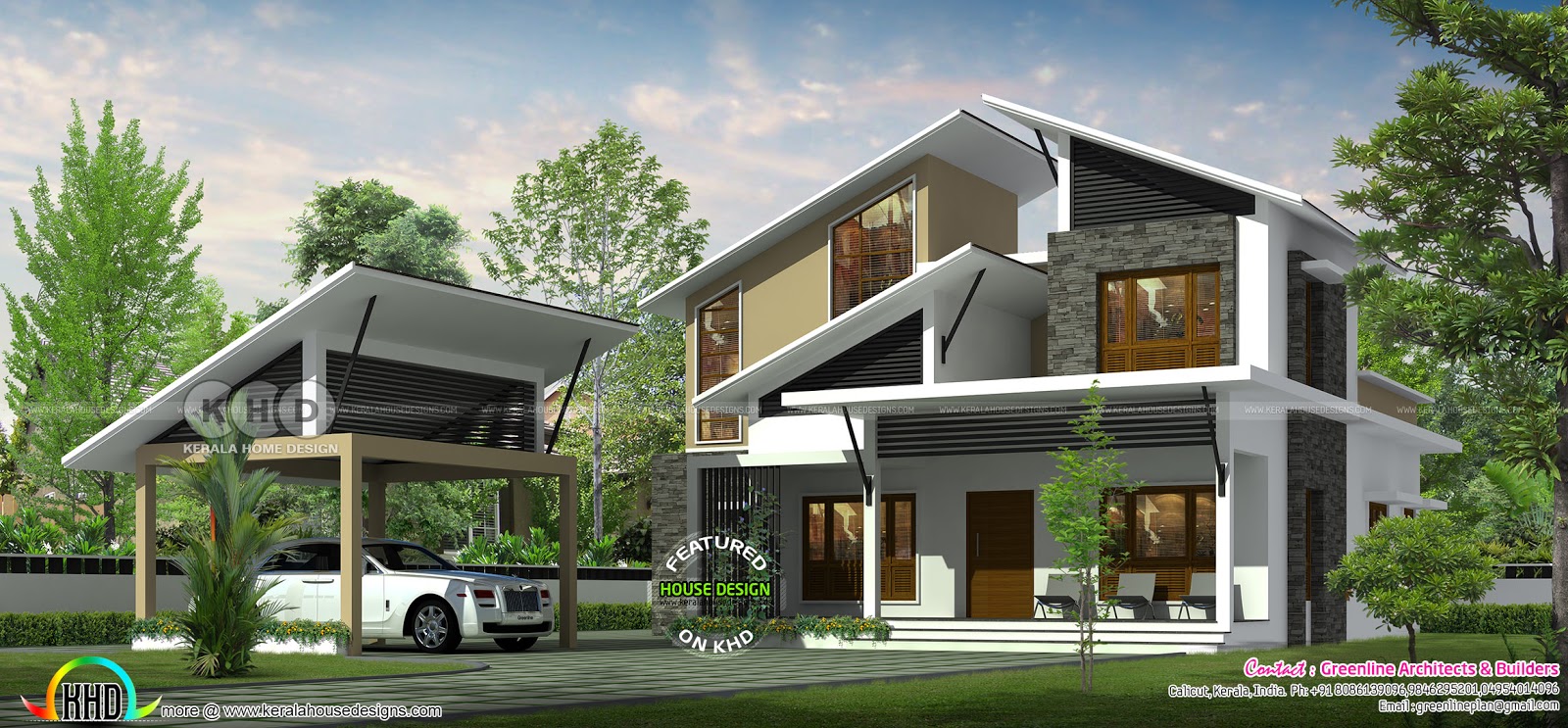 2600 sq-ft modern house with detached car porch - Kerala home ...