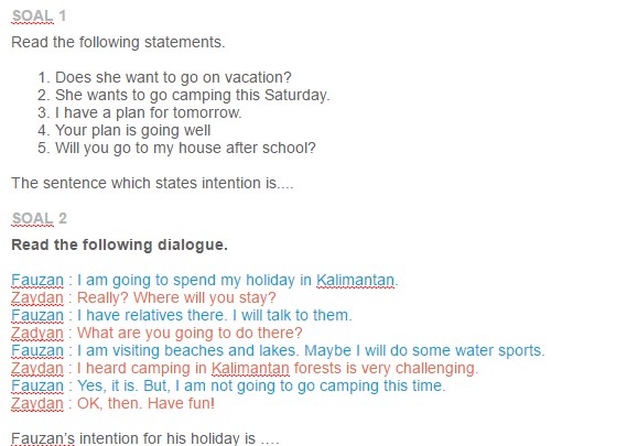 Contoh Soal Understanding Discussion Holiday Plan Ezy Blog