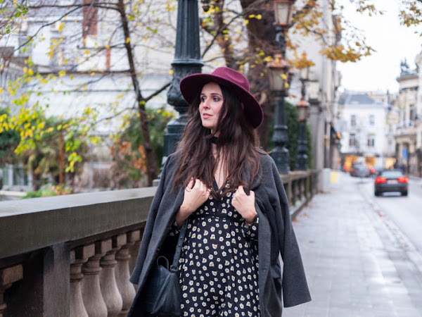 Outfit: bohémienne in floral midi dress, hat and brogues