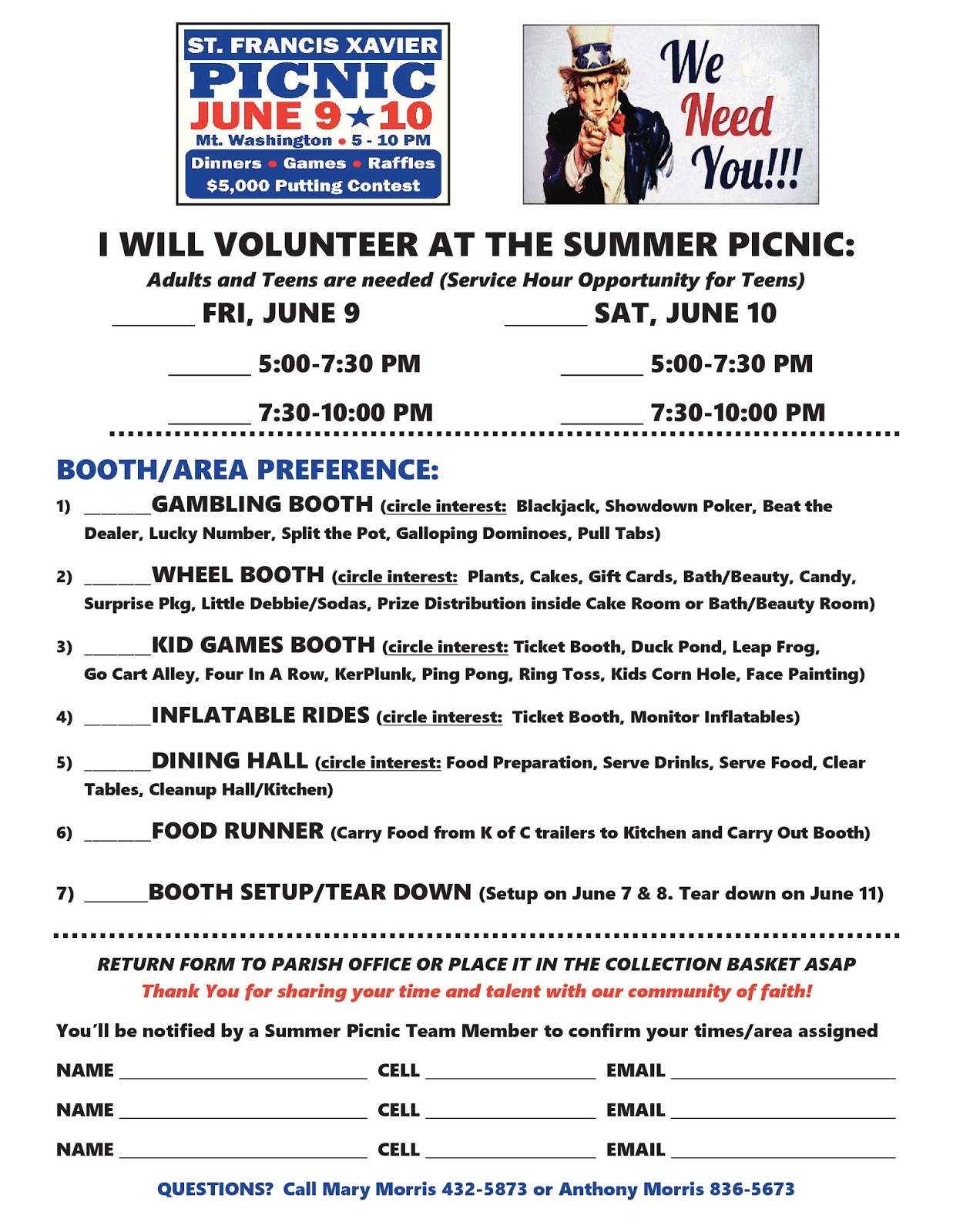 volunteer sign up form