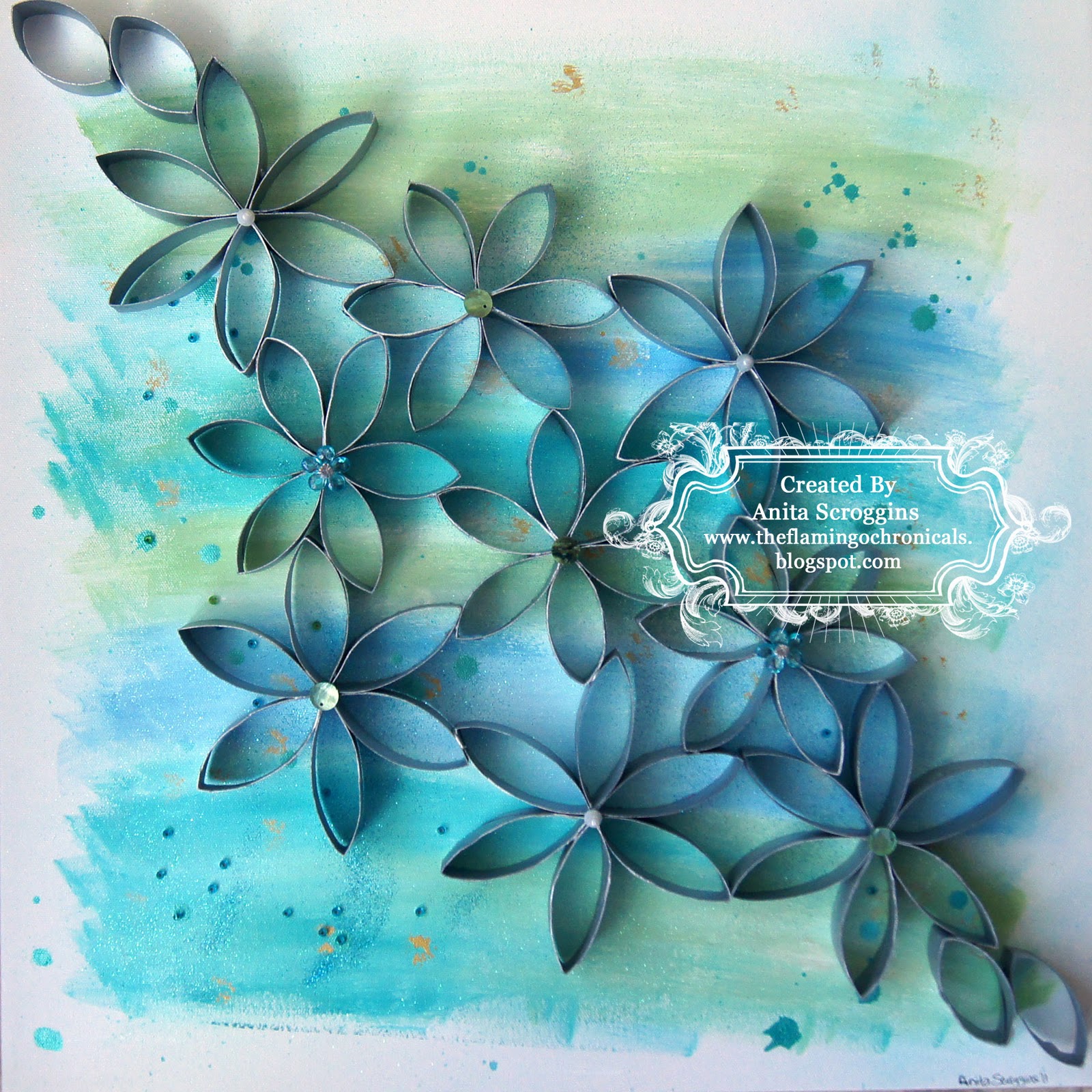 Canvas Art with recycled items The Flamingo Chronicals Canvas Art