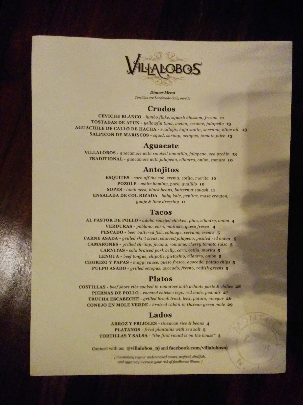 Order of the Taco Villalobos, Montclair, NJ