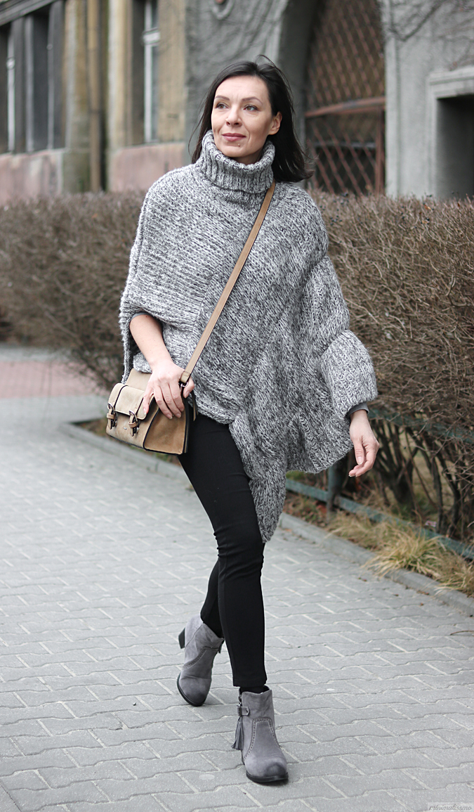 Moda Swetry Poncza Vero Moda Ponczo jasnoszary Na ca\u0142ej powierzchni W stylu casual 
