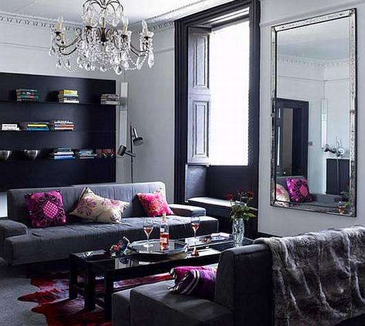 Living Room Design: Black and Grey Living Room