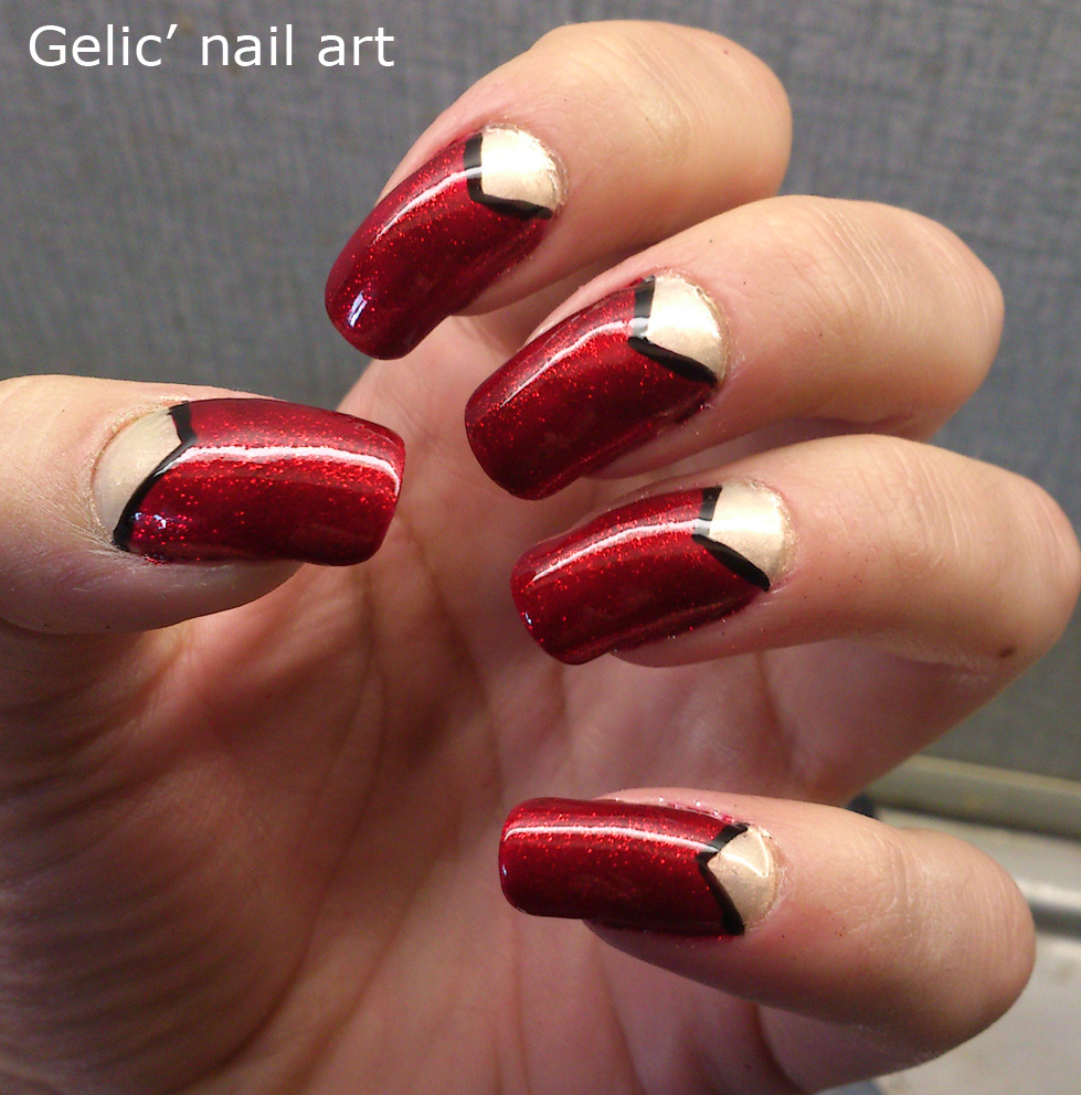 Gelic' nail art: 31DC2013 Day 1; Red arrow funky french