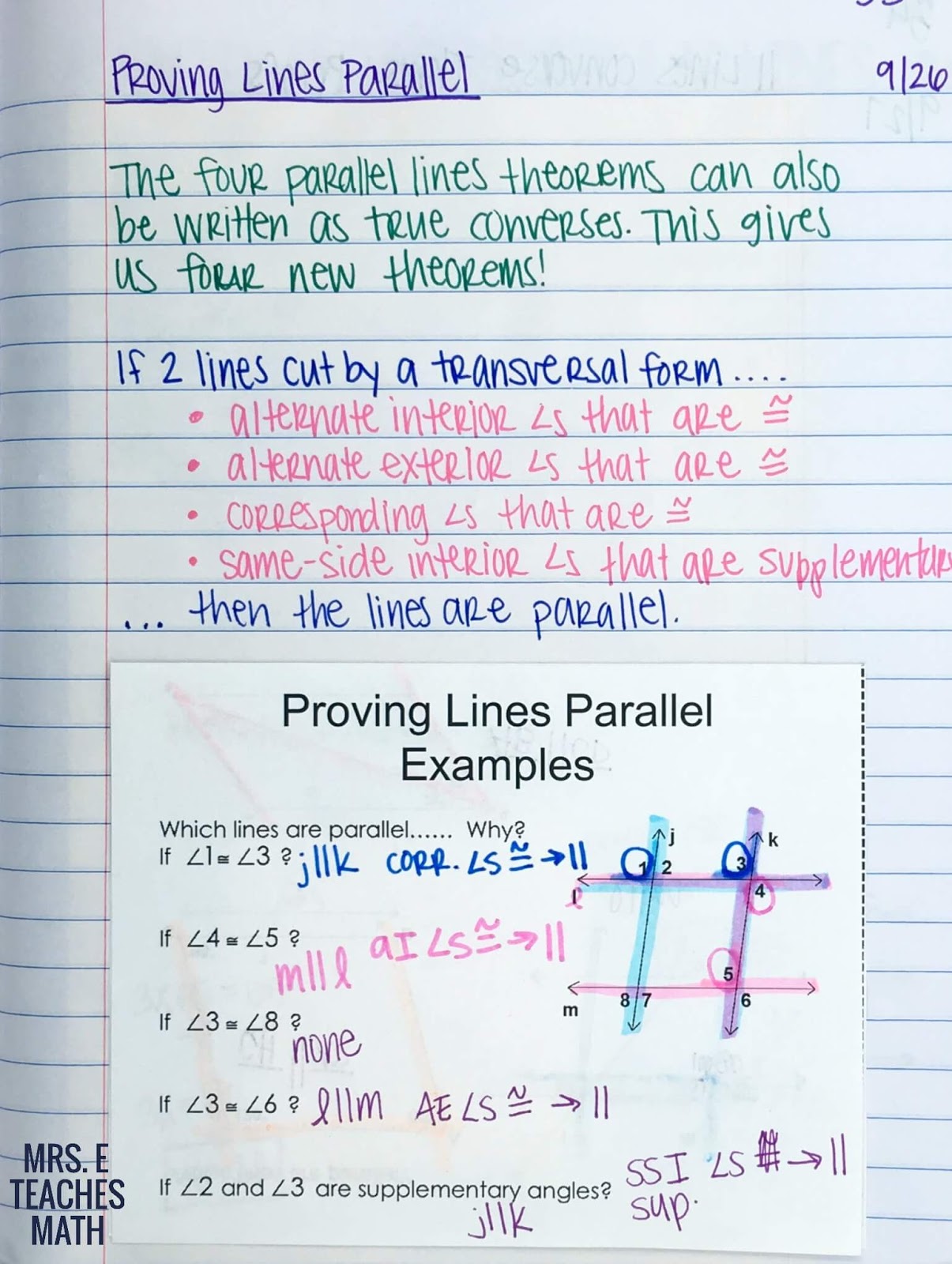 Proving Lines Parallel Worksheet / Proving Lines Parallel Ck 12