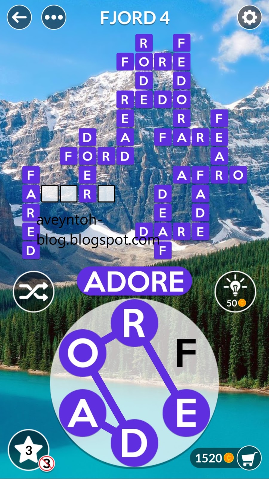 Aveyn's Blog Wordscapes Answers MOUNTAIN FJORD