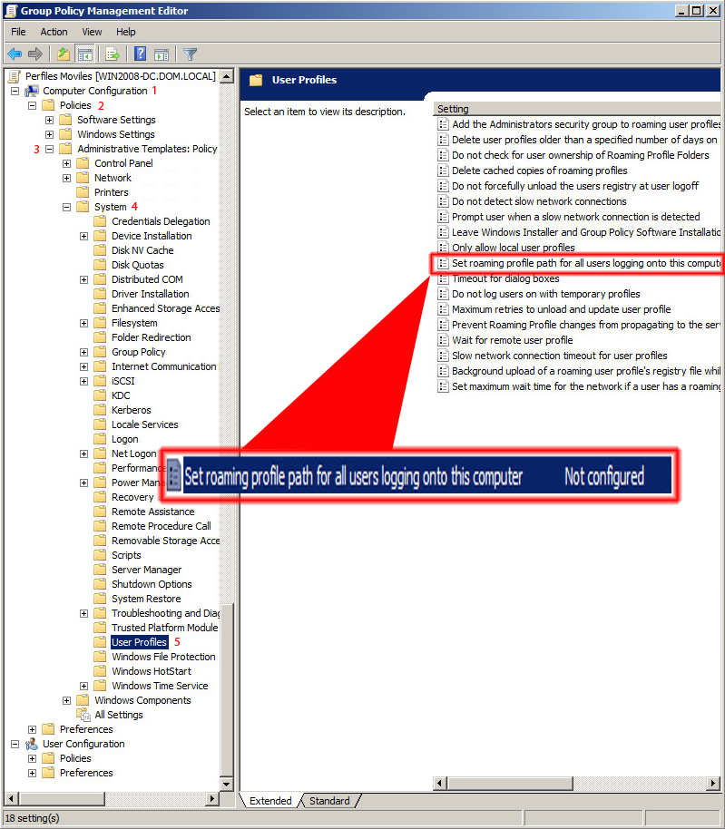 Pantallazos.es Perfiles Móviles GPO para Configurar Profile Path