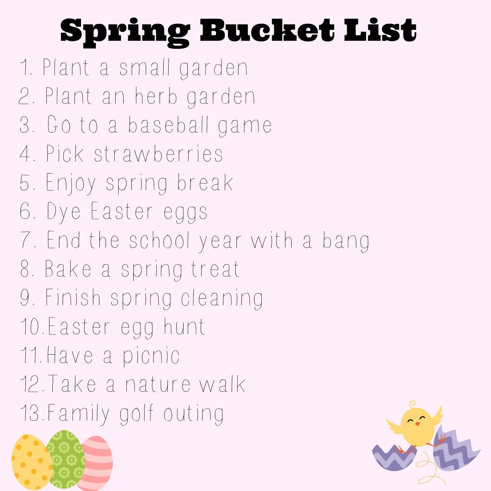 Spring Bucket List My Glittery Heart