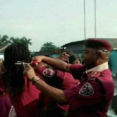 F Photos: FRSC Rivers state commander cuts off hair extensions of female members