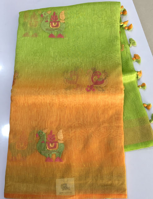 Lenin Sarees with Embroidery Work