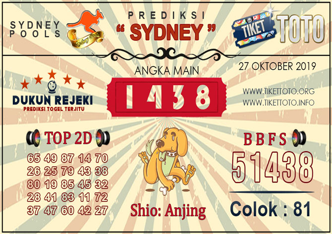 Prediksi Togel SYDNEY TIKETTOTO 27 OKTOBER 2019