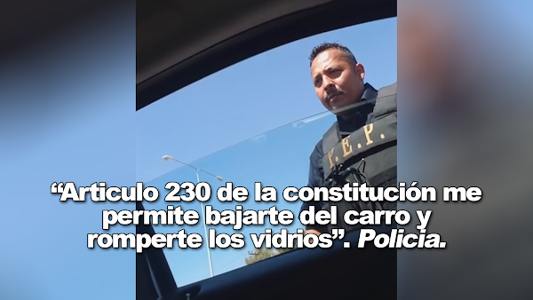 "Articulo 230 de la constitución me permite bajarte del carro y romperte los vidrios": Policía de México. "Articulo 230 de la constitución me permite bajarte del carro y romperte los vidrios": Policía de México.