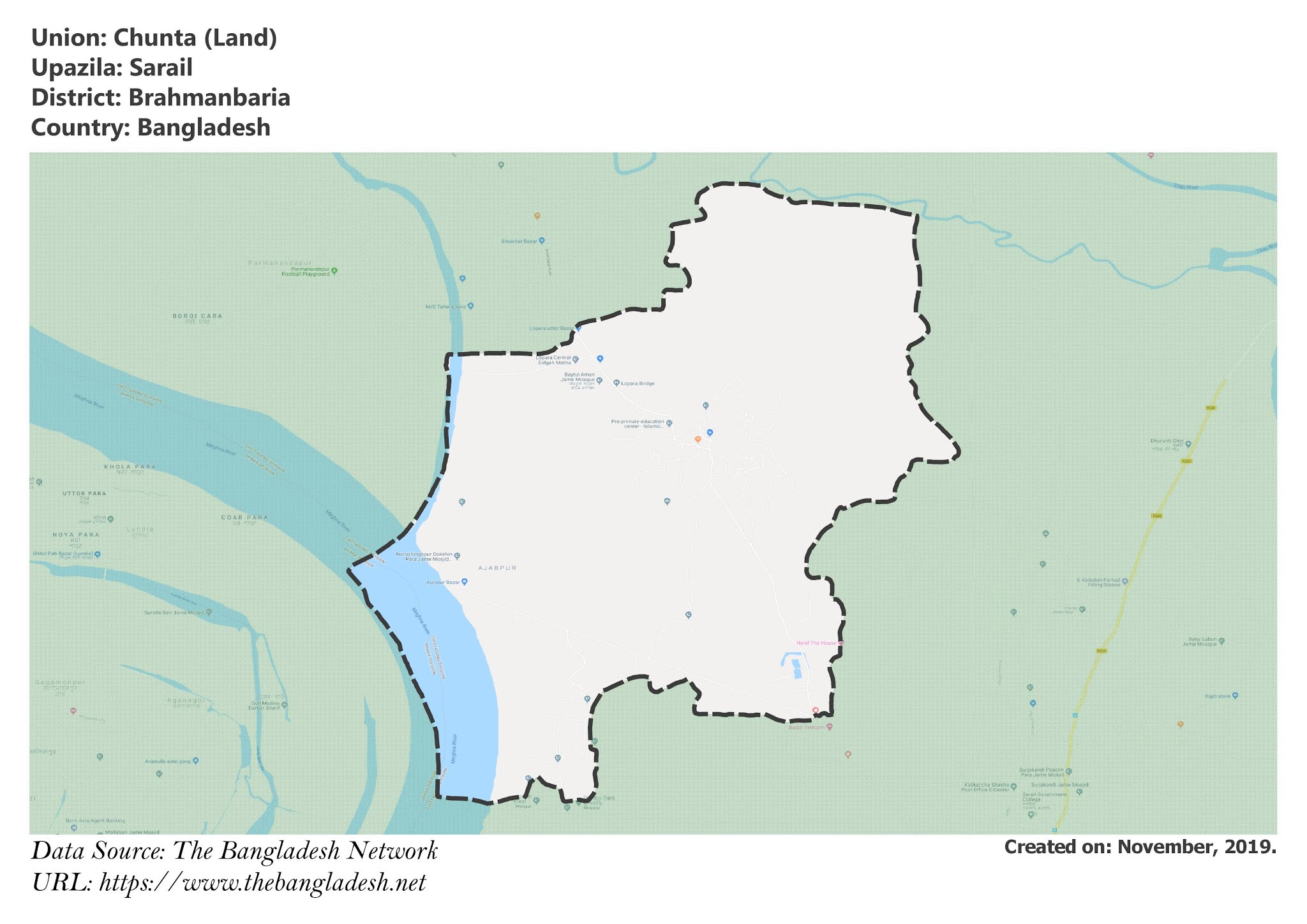 Map of Chunta of Brahmanbaria, Bangladesh.