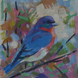 acrylic bluebird paintings painting sketch bird blaylock elizabeth impressionist quick daily watercolor artist artwork american paper bluebirds painters primed arches