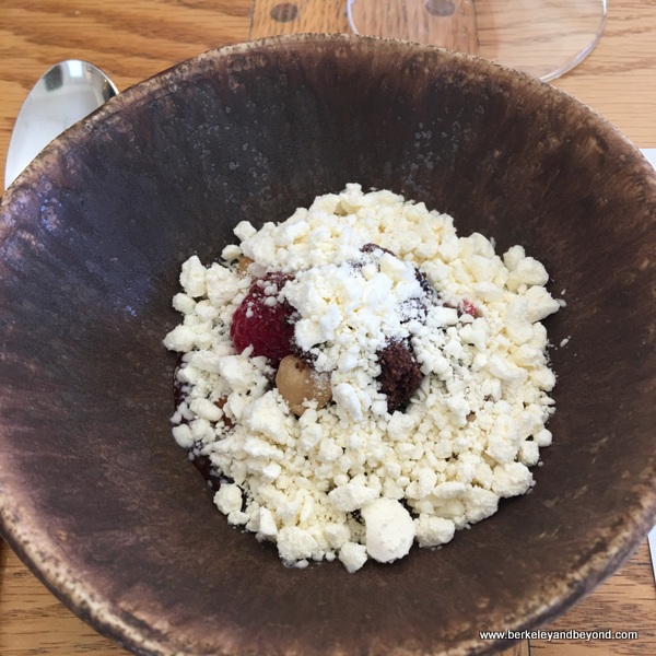 ice cream crumble at Chef's Table experience at Long Meadow Ranch in St. Helena, California ice cream crumble at Chef's Table experience at Long Meadow Ranch in St. Helena, California
