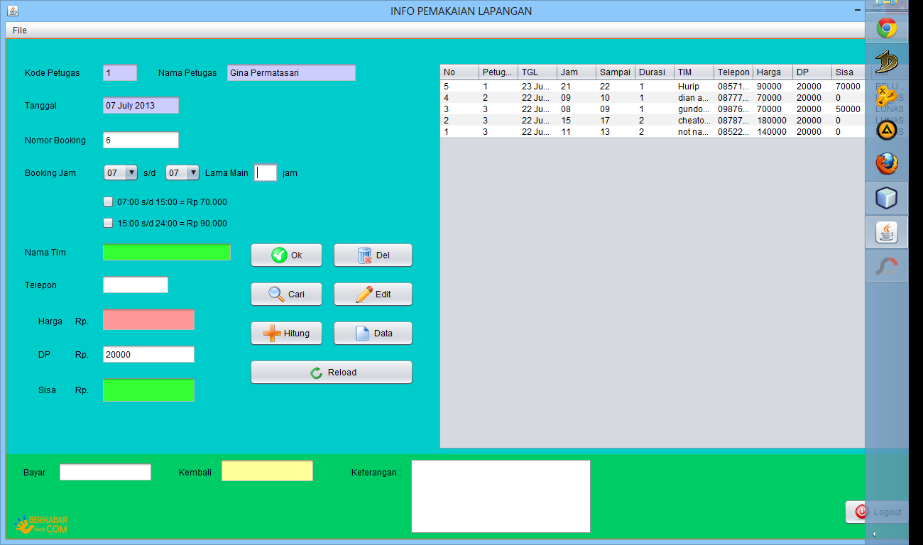 Aplikasi Booking Lapangan Futsal dan Member Futsal Dengan