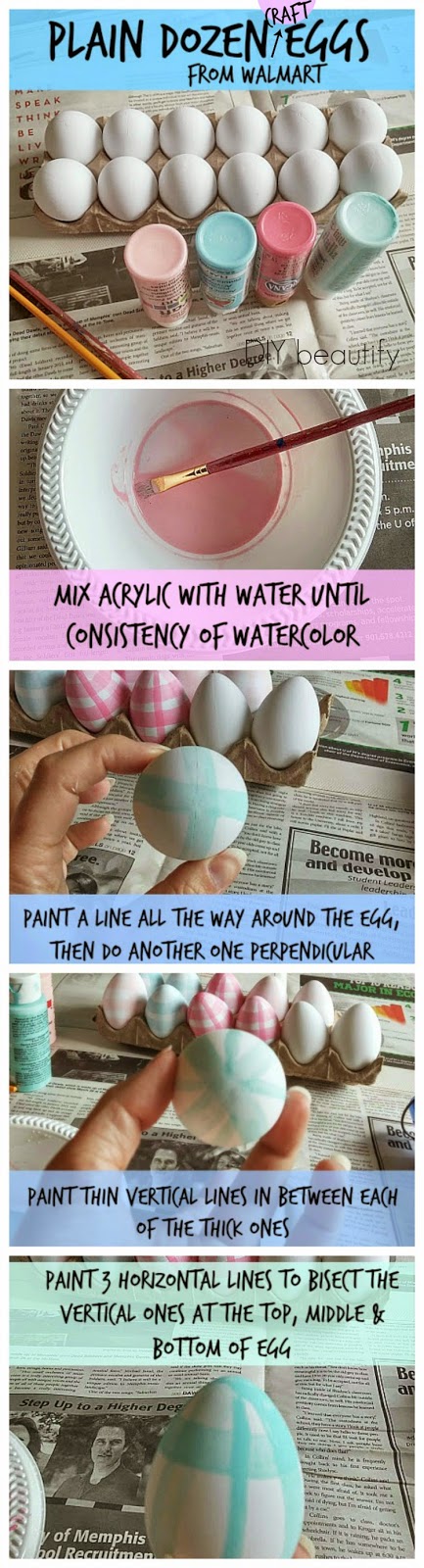 Gingham Painted Eggs How to www.diybeautify.com