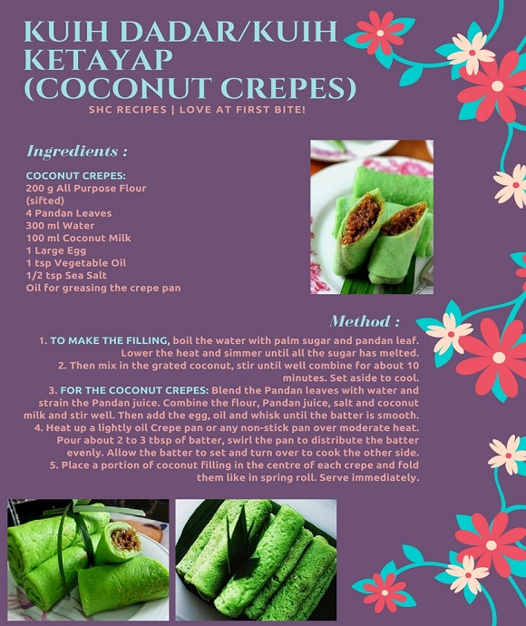 KUIH DADAR aka KUIH KETAYAP (COCONUT CREPES) RECIPE