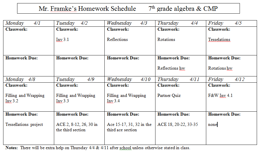 7 grade homework sheets