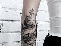 Black Japanese Dragon Tattoo Arm