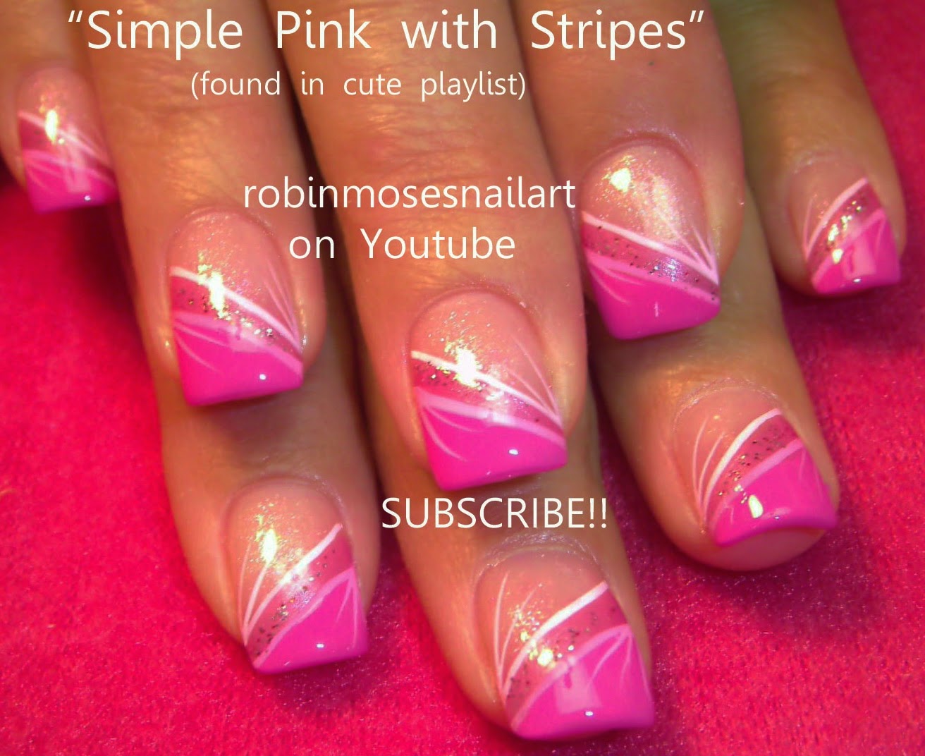 3. Glittery Pink and Gold Striped Nails - wide 3