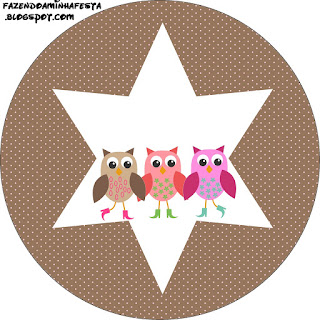 Toppers or Labels Owls with Boots Free Printable.