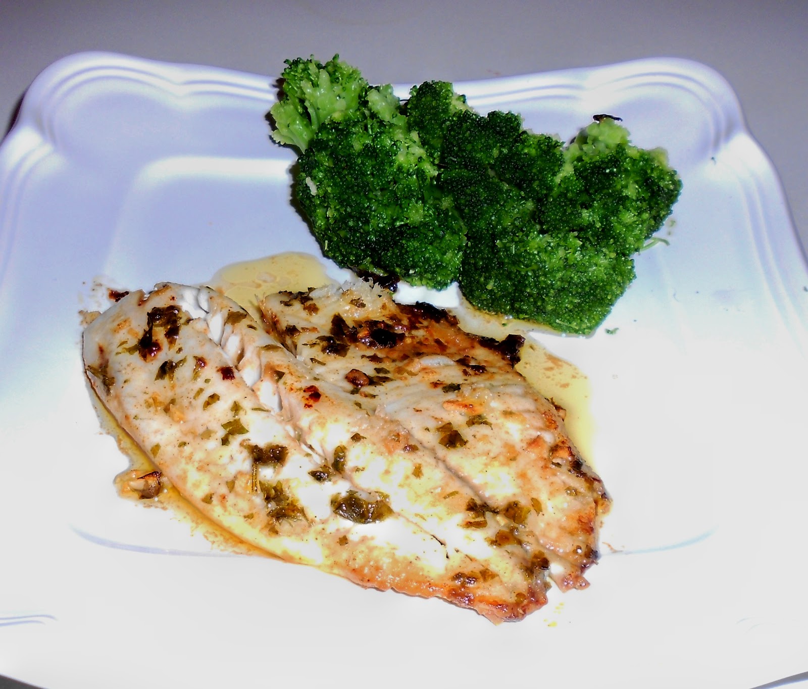 Kathy's Kitchen Low Carb Talapia with Lemon Garlic Butter Sauce