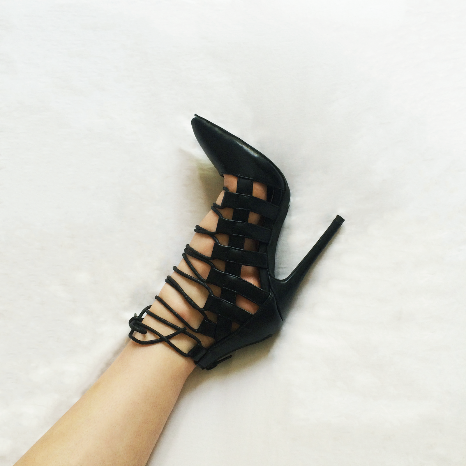 public desire black lace up heels