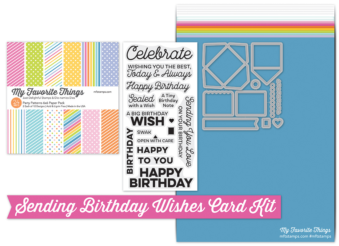 three umbrellas MFT Sending Birthday Wishes Card KitDay 1