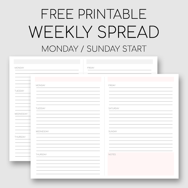 Printable Weekly Spread Printable Weekly Spread