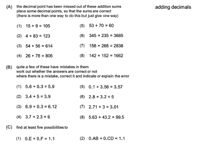 MEDIAN Don Steward mathematics teaching: decimal addition