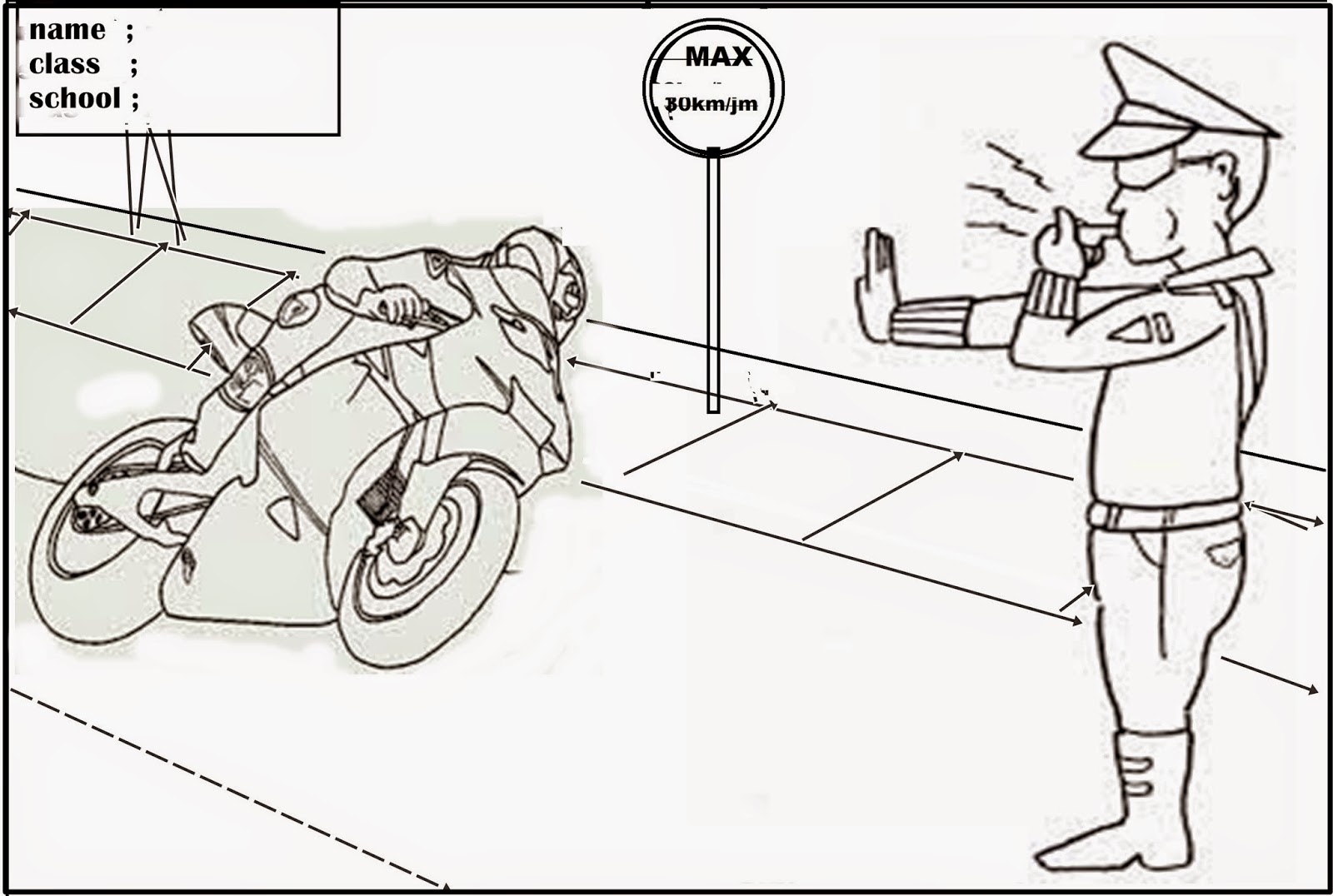 Mewarnai Gambar Polisi Dan Rambu Lalu Lintas Contoh Gambar Mewarnai