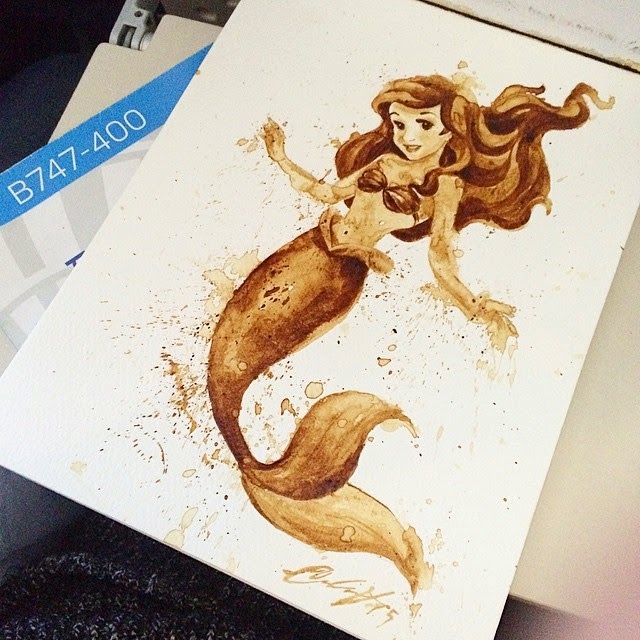 11-Ariel-The-Little-Mermaid-Maria-A-Aristidou-Pop-Culture-Painted-with-Coffee-www-designstack-co