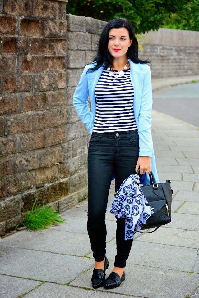 Duster Jacket, Cropped Breton Top and Pointy Loafers - Rachel the Hat