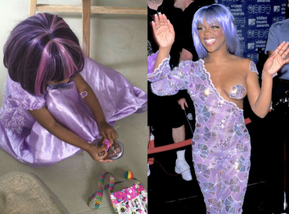 Untitled North West channels Lil Kim vibes with purple wig and dress