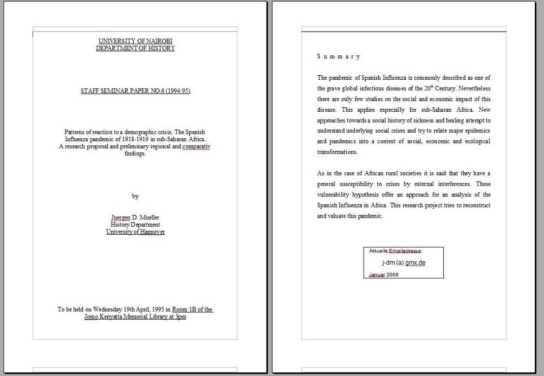 Spanish flu research paper