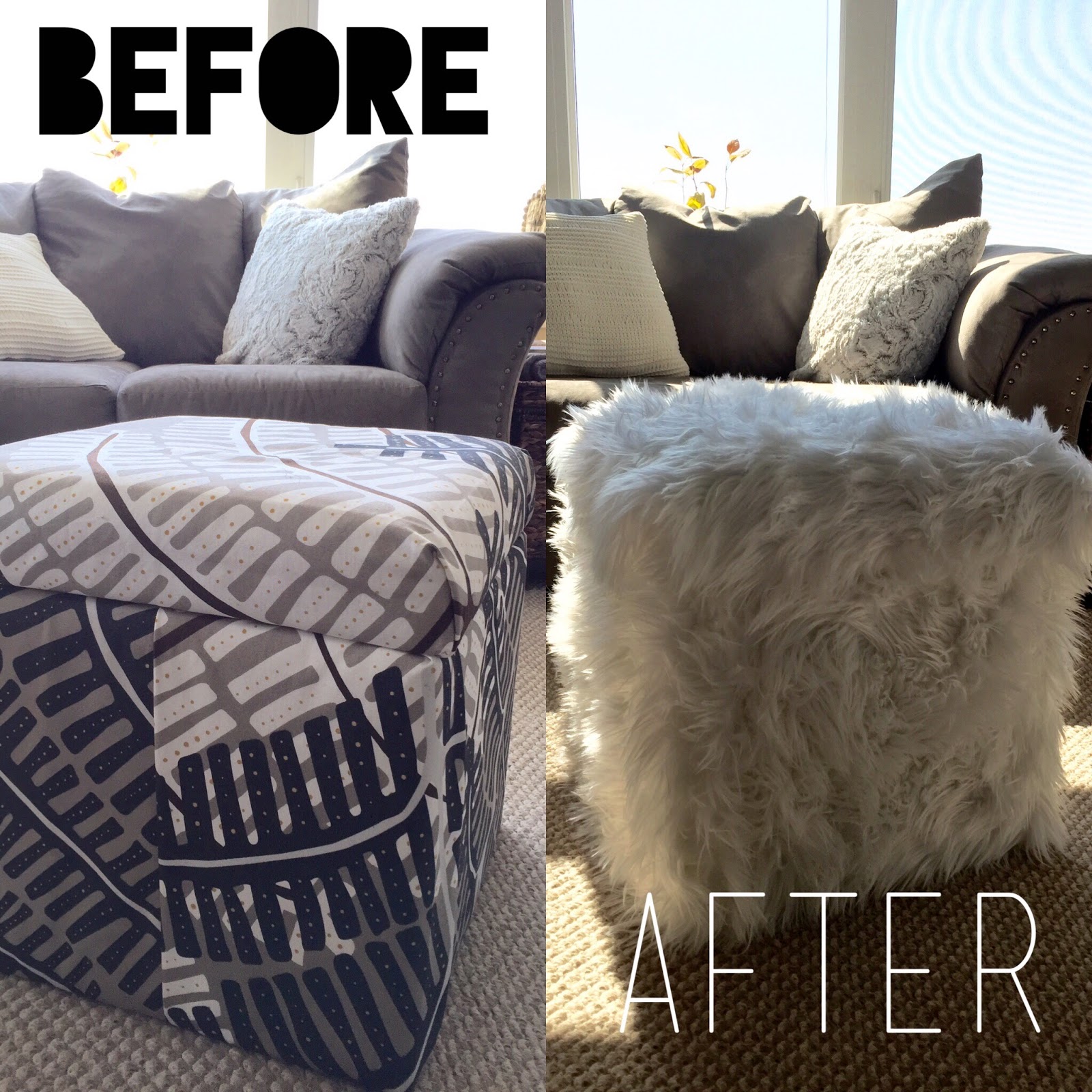 Brushes & Bolts Faux Fur Ottoman