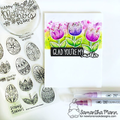Glad You're My Mother Card by Samantha Mann for Newton's Nook Designs, Mother's Day, Cards, Card Making, Watercolor, Tulips #newtonsnook #mothersday #cards #tulips #watercolor
