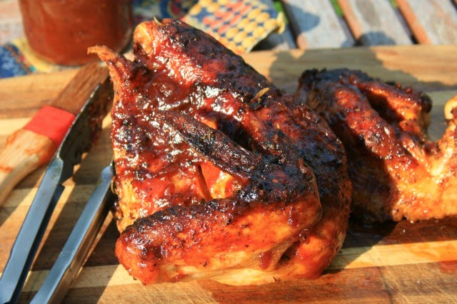 salt brined barbecued chicken with beer barbecue sauce