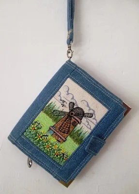 Windmill and Chrysant Embroidery Wallet.