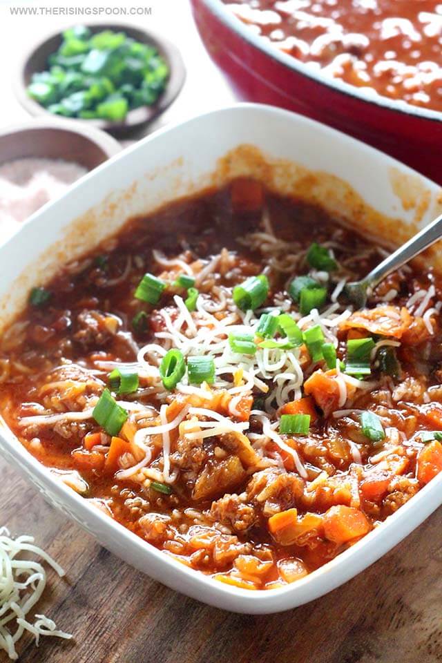 Cabbage Roll Soup (Stovetop or Slow Cooker) - Paleo with Low-Carb Option