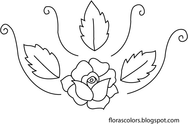 Flora's Colors: Free Hand Embroidery Pattern --- Rose With Leaves