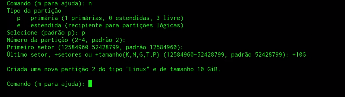 Criando uma partição