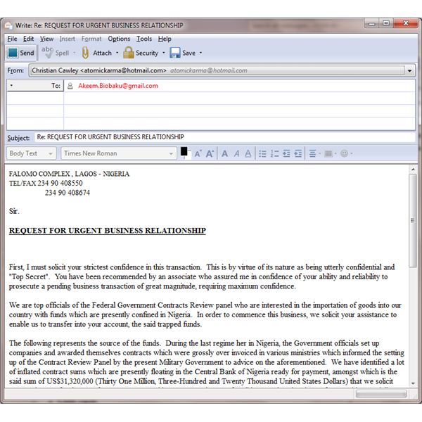 Nigerian scam letters