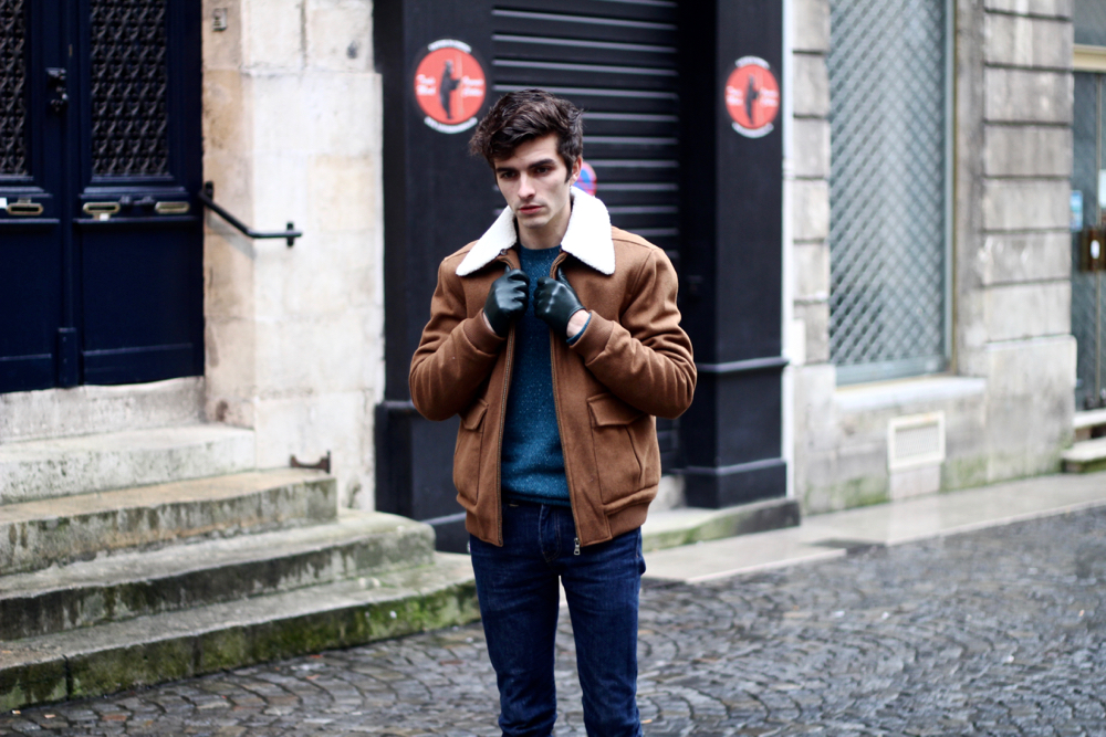 BLOG-MODE-HOMME-manteau-masculin-aviateur-hiver-meilleur-gant-cuir-marks-and-spencer-pull-cachemire-caban-marron-col-mouton-dandy-viril-bordeaux-paris